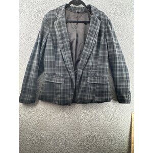 Torrid Womens Plaid Blazer Size 2 Black & Gray